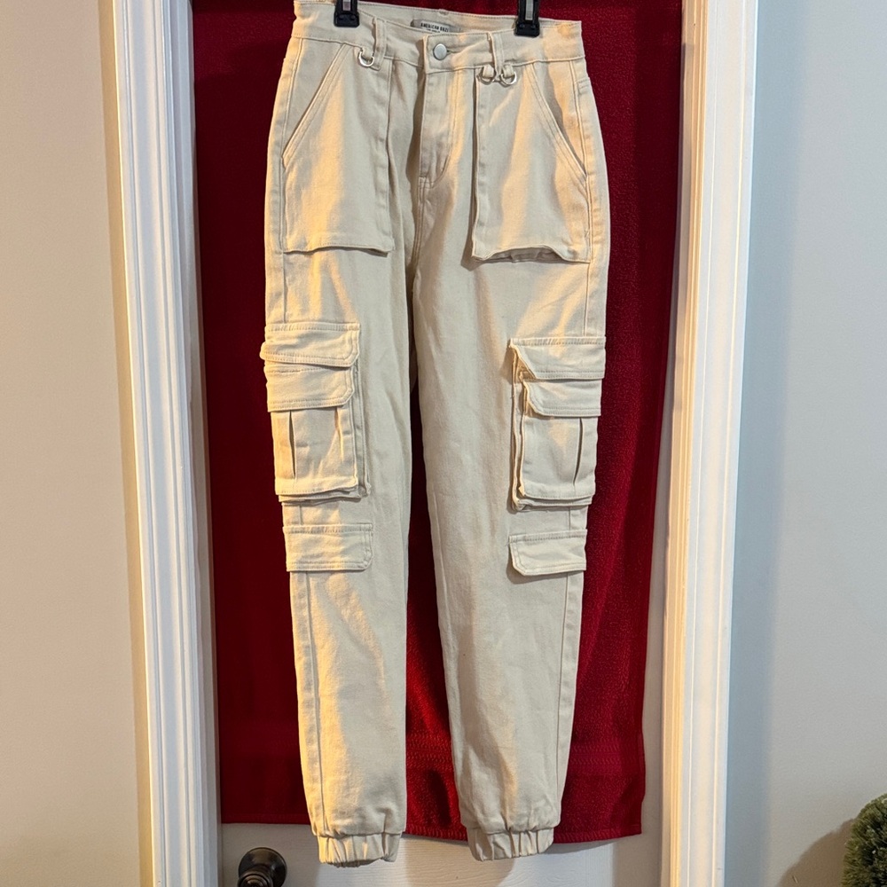 American Bazi Women's Cream Cargo Joggers